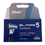 تیغ یدک سیلور مردانه 5 لبه بلیز 4 عددی | Silver Blaze 5 5 Blade Cartridge With Trimmer 4 pcs