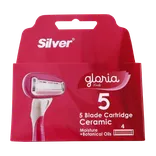 تیغ یدک سیلور زنانه 5 لبه گلوریا 4 عددی | Silver Gloria 5 Blade Cartridge Ceramic 4 Pcs