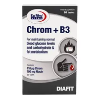 قرص کروم پلاس ب۳ یوروویتال تنظیم قند‌ خون 60 عددی | Chrom + B3 Tablet - Eurho vital