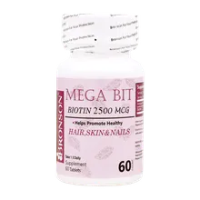 قرص بیوتین مگابیت 2500 میکروگرم برونسون | Bronson Biotin Mega Bit 2500 Mcg 60 Capsules