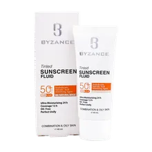 فلوئید ضد آفتاب رنگی SPF50 پوست چرب بیزانس | Tinted Sunscreen Fluid with SPF 50 - Byzance
