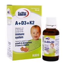 قطره ویتامین A و D3 و K2 یوروویتال | Vitamin A + D3 + K2 Oral Drop - Eurho Vital