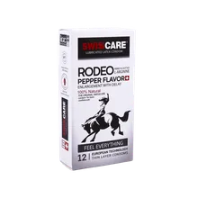 کاندوم بزرگ کننده و تاخیری خاردار رودئو سوئیس کر 12 عددی | Rodeo Pepper Flavor 12 Pieces Condom - Swiss Care