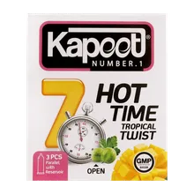 کاندوم تاخیری 7 Hot Time کاپوت 3 عددی | Hot Time Tropical Twist 3 Pcs Condoms - Kapoot