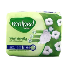 نوار بهداشتی مولپد خیلی بزرگ نیمه ضخیم مشبک | Maxi Extra Large Perforated Sanitary Pad with Cotton Extract - Molped 