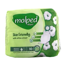 نوار بهداشتی مولپد متوسط نیمه ضخیم مشبک با عصاره پنبه | Maxi Medium Size Perforated Sanitary Pad with Cotton Extract - Molped 