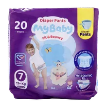 پوشک شورتی کانال دار سایز 7 مای بیبی 20 عددی | My Baby Diaper shorts with channels Size XX Large 20 Pcs