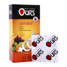 کاندوم تاخیری Dot Beat اورز 12 عددی | Ours Dot Beat Professional Delay, Dotted, Mixed Fruit Flavored Candoms 12 Pcs