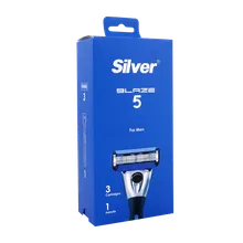 خودتراش مردانه 5 لبه سیلور به همراه 3 یدک | Silver Blaze 5 & 3 Cartridges