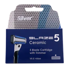 تیغ یدک سیلور مردانه 5 لبه بلیز 4 عددی | Silver Blaze 5 5 Blade Cartridge With Trimmer 4 pcs
