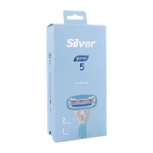 خودتراش زنانه 5 لبه گلوریا سیلور به همراه 2 یدک | Silver Gloria Lady 5 Blade & 2 Cartridges