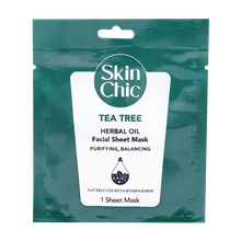 ماسک صورت ورقه ای درخت چای اسکین شیک | Skin Chic Tea Tree And Herbal Oil Facial Sheet Mask