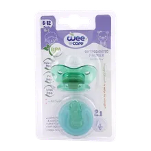 پستانک ارتودنسی و بند سیلیکونی وی کر از 6 تا 12 ماهگی کد P151 | Wee Care Orthodontic Pacifier With Silicone Strap 6-12months