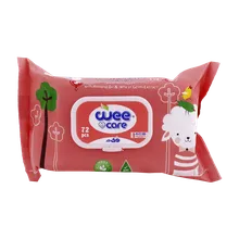 دستمال مرطوب کودک وی کر بادام و جوانه گندم 72 عددی | Wee Care Almond Oil Wet Wipes 