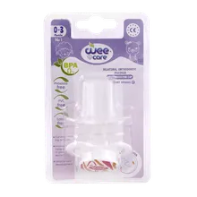 پستانک دو طرفه ارتودنسی وی کر تا 3 ماهگی کد P146 | Wee Care Bilateral Orthodontic Pacifier With Protector Cap code p146