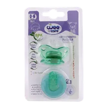 پستانک ارتودنسی و بند سیلیکونی وی کر از بدو تولد تا 6 ماهگی کد P150 | Wee Care Orthodontic Pacifier With Silicone Strap 0-6months