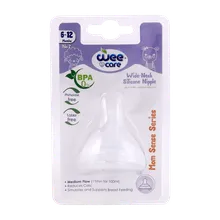 سرشیشه دهانه عریض وی کر 6 تا 12 ماهگی کد N515 | Wee Care Wide Neck Silicone Nipple Mom Sense Series 6-12months 