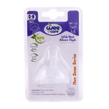 سر شیشه سیلیکونی دهانه عریض وی کر تا 6 ماهگی کد N514 | Wee Care Wide Neck Silicone Nipple 0-6 months code N514