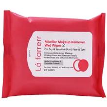 دستمال مرطوب پاک کننده آرایش پوست خشک و حساس لافارر | Micellar Makeup Remover Wet Wipes for Dry and Sensitive Skin - La farrerr