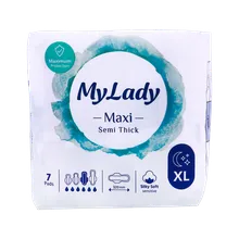 نوار بهداشتی مکسی نیمه ضخیم خیلی بزرگ ابریشمی مای لیدی | Maxi Sanitary Napkin with Wings for Night Use - My Lady