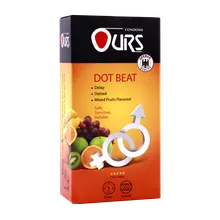 کاندوم تاخیری Dot Beat اورز 12 عددی | Ours Dot Beat Professional Delay, Dotted, Mixed Fruit Flavored Candoms 12 Pcs