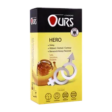 کاندوم خاردار تاخیری موز و عسل هیرو اورز 12 عددی | Ours Hero Condom 12PCS
