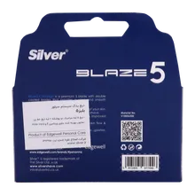 تیغ یدک سیلور مردانه 5 لبه بلیز 4 عددی | Silver Blaze 5 5 Blade Cartridge With Trimmer 4 pcs