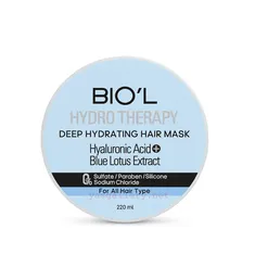 ماسک مو هیدرو تراپی هیالورونیک اسید و گل نیلوفر آبی بیول 220 میلی لیتر | Biol  Hyaluronic Acid Hydro Therapy Hair Mask