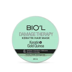 ماسک موهای خشک کراتین و کینوا دمیج تراپی بیول 220 میلی لیتر | Biol Keratin & Quinoa Damage Therapy Hair Mask