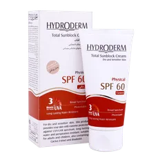 ضد آفتاب کرم پودری فیزیکال پوست خشک SPF60 هیدرودرم | Hydroderm Total Sunblock Tinted Physical Cream SPF60