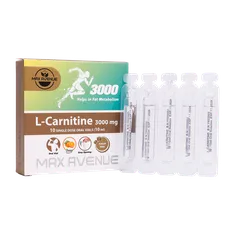 ویال خوراکی ال کارنیتین 3000 مکس اونیو 10 عددی | L Carnitine Oral Solution 3000 mg - MAX AVENUE
