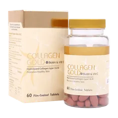 قرص کلاژن گلد بیوتین و ویتامین سی آدریان | Collagen Gold + Biotin and Vit C Film-coated Tablet - Adrian