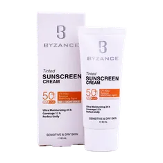 کرم ضد آفتاب رنگی SPF 50 بیزانس پوست خشک و حساس | Tinted Sunscreen Cream with SPF 50 - Byzance