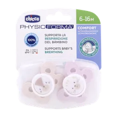 پستانک فیزیو کامفورت سیلیکان 6 تا 16 ماهگی چیکو دو عددی | Chicco Physio Comfort Pacifier For 6 To 16 Months