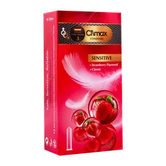 کاندوم سنسیتیو با اسانس توت فرنگی کلایمکس 12 عددی | Climax Sensitive Condom 12 Pcs