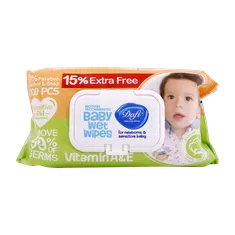 دستمال مرطوب پاک کننده پوست کودک دافی ۱۰۰ عددی | Baby Wet Wipes - Dafi