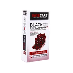 کاندوم انار سیاه سوئیس کر 12 عددی  | Black Pomegranate 12 Pieces Condom - Swiss Care