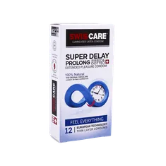 کاندوم فوق تأخیری سوئیس کر 12 عددی | Super Delay Prolong 12 Pieces Condom - Swiss Care