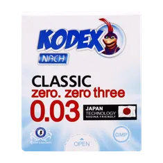 کاندوم کلاسیک 0.03 خیلی نازک کدکس 3 عددی | Kodex Classic 30 Microns Condoms