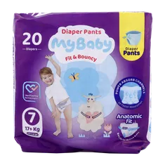 پوشک شورتی کانال دار سایز 7 مای بیبی 20 عددی | My Baby Diaper shorts with channels Size XX Large 20 Pcs