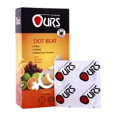 کاندوم تاخیری Dot Beat میوه ای اورز 12 عددی | Ours Dot Beat Professional Delay, Dotted, Mixed Fruit Flavored Candoms 12 Pcs