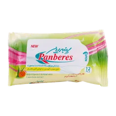 دستمال مرطوب پاک کننده دست و صورت پنبه ریز 12 عددی | Hand And Face Cleaners - Panberes