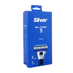 خودتراش مردانه 5 لبه سیلور به همراه 3 یدک | Silver Blaze 5 & 3 Cartridges