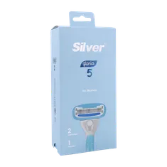 خودتراش زنانه 5 لبه گلوریا سیلور به همراه 2 یدک | Silver Gloria Lady 5 Blade & 2 Cartridges