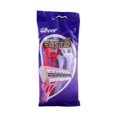 خودتراش چند بار مصرف سه لبه فست 3 بانوان سیلور  | Fast3 Ladies Triple Blade 4-razors Pack - Silver