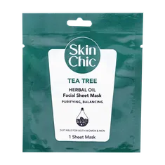 ماسک صورت ورقه ای درخت چای اسکین شیک | Skin Chic Tea Tree And Herbal Oil Facial Sheet Mask