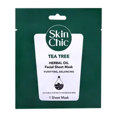 ماسک صورت ورقه ای درخت چای و روغن گیاهی اسکین شیک 1 عددی | Skin Chic Tea Tree And Herbal Oil Facial Sheet Mask
