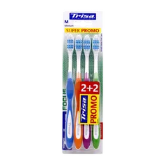 مسواک فوکوس پرو کلین متوسط چهارتایی تریزا | Focus Pro Clean 2+2 Medium Toothbrush - Trisa