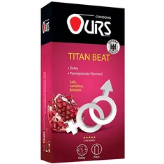 کاندوم تاخیری انار تایتان بیت اورز 12 عددی | Titan Beat 12 Pcs Delay Condom - Ours
