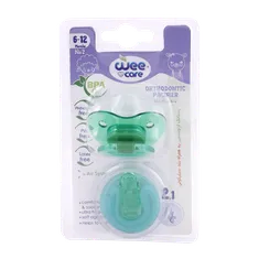 پستانک ارتودنسی و بند سیلیکونی وی کر از 6 تا 12 ماهگی کد P151 | Wee Care Orthodontic Pacifier With Silicone Strap 6-12months